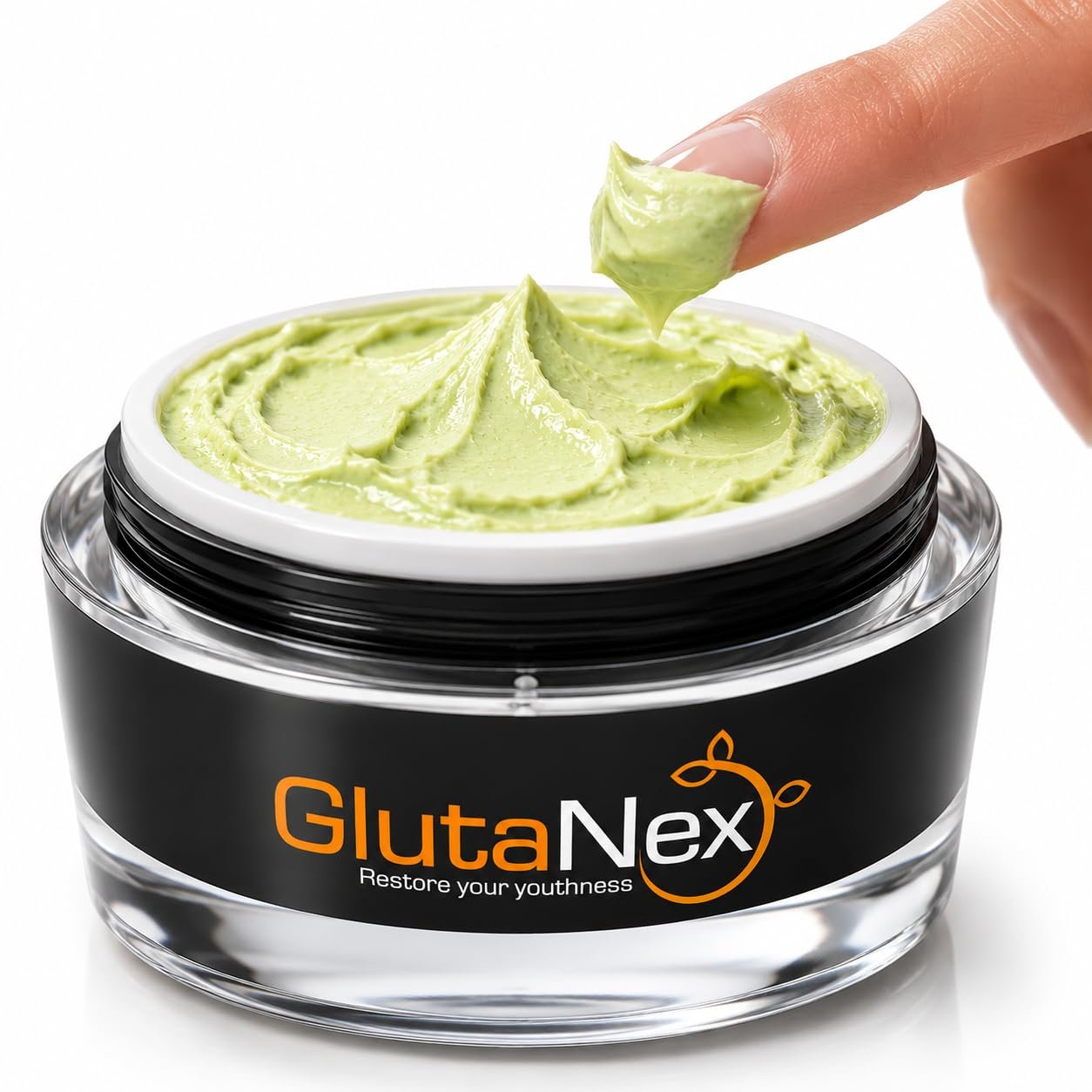 Glutanex Glutathione Night Cream texture on fingertip
